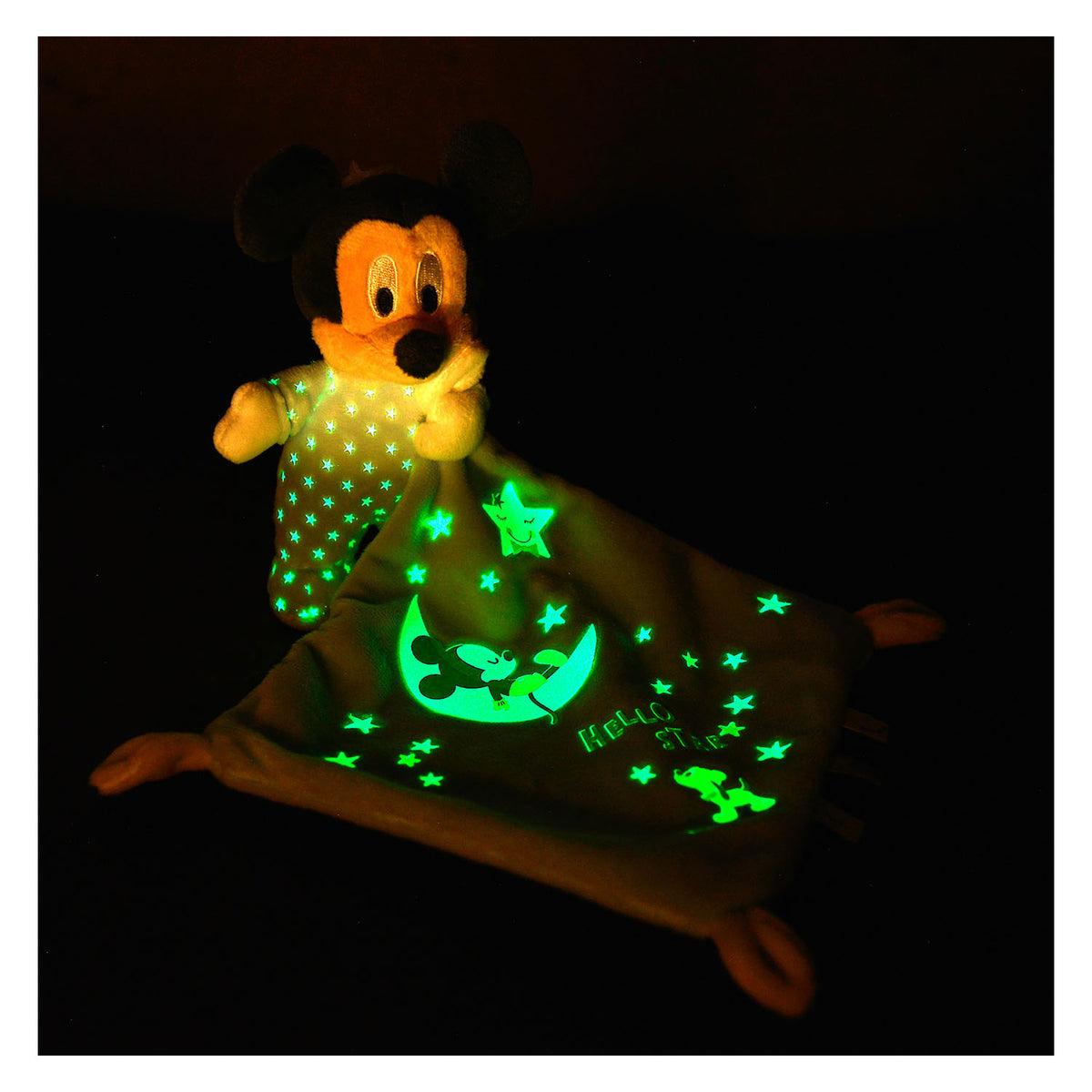 Przytulny ręcznik doudou w kształcie gwiazdek Simba Disney Myszka Miki świecący w ciemności