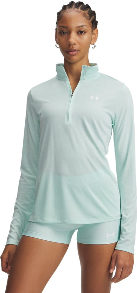 Damski sweter sportowy Under Armour tech 1 2 zip-twist-grn - odświeżona mięta - biały