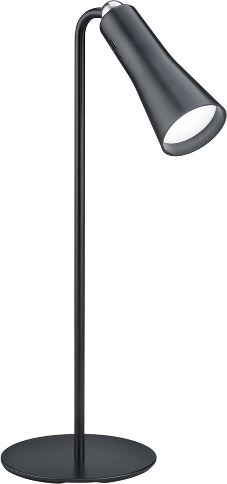 Rl live your light reality maxi - tafellamp - zwart mat - oplaadbaar - incl. 1x smd 2 w - 4-stappen touch - usb-aansluiting - accuvoeding - klemlamp