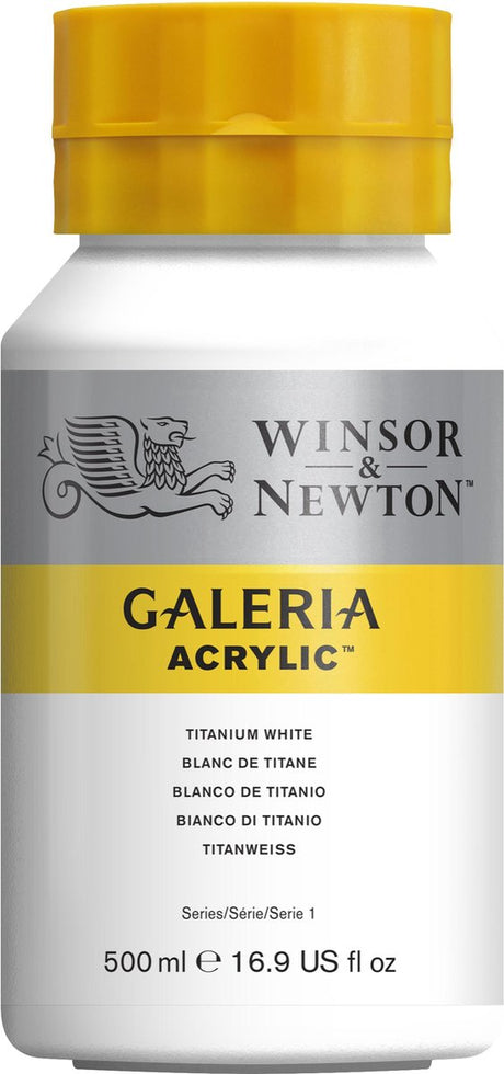 Winsor Newton 2150644 Galeria Akrylowa Farba – Tytanowa Biel, 500 ml Pigment PW6 – Kryjąca Farba Akrylowa