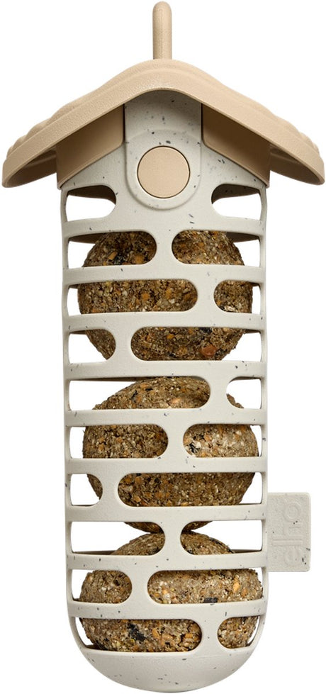 Elho cosy vetbolhouder voor vogels - 100% gerecycled plastic - l10.3 x b10.3 x h25.5 cm - paddenstoel beige