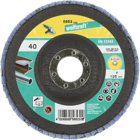 Tarcza listkowa szlifierska Wolfcraft | ø125mm | 40 | 1 sztuka - 5653000