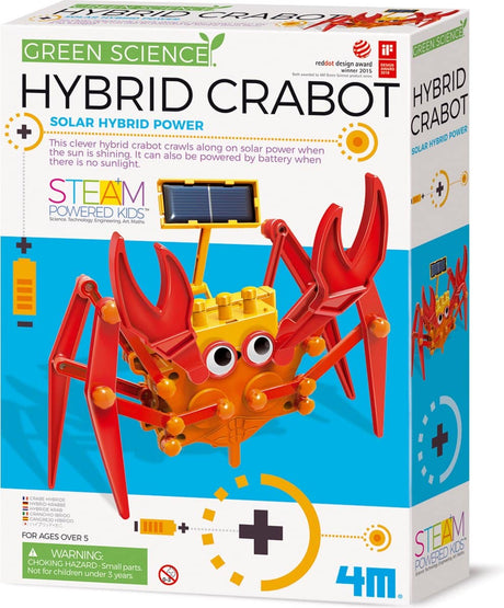 4m nauka i gry - zbuduj własnego hybrydowego robota-kraba - kidzlabs - zielona nauka - 5 lat