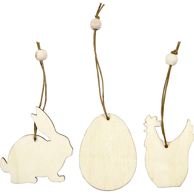 Firma Creativ http: www.cchobby.nl drewniane-dekoracje-królik-jajko-kurczak-rozmiar-6-cm-grubość-3-mm-9-sztuka-1-pudełko