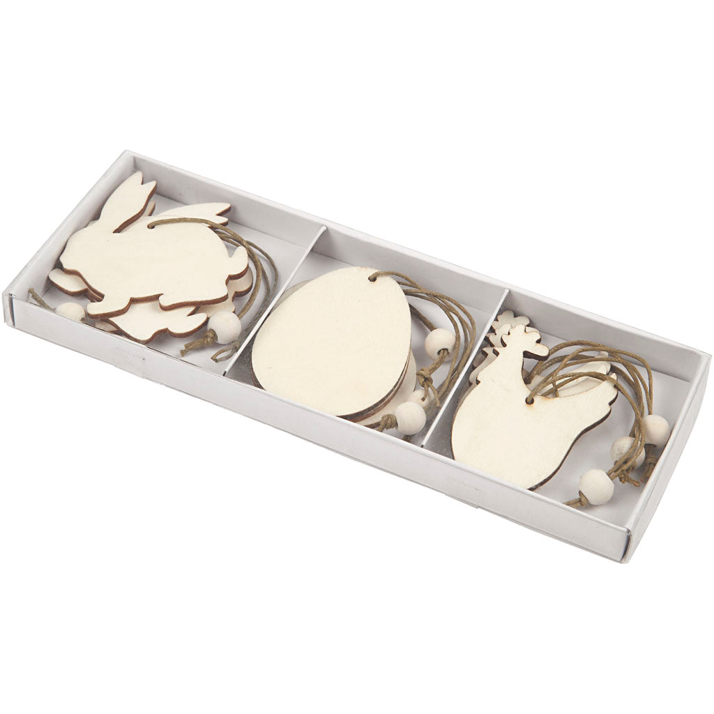 Firma Creativ http: www.cchobby.nl drewniane-dekoracje-królik-jajko-kurczak-rozmiar-6-cm-grubość-3-mm-9-sztuka-1-pudełko