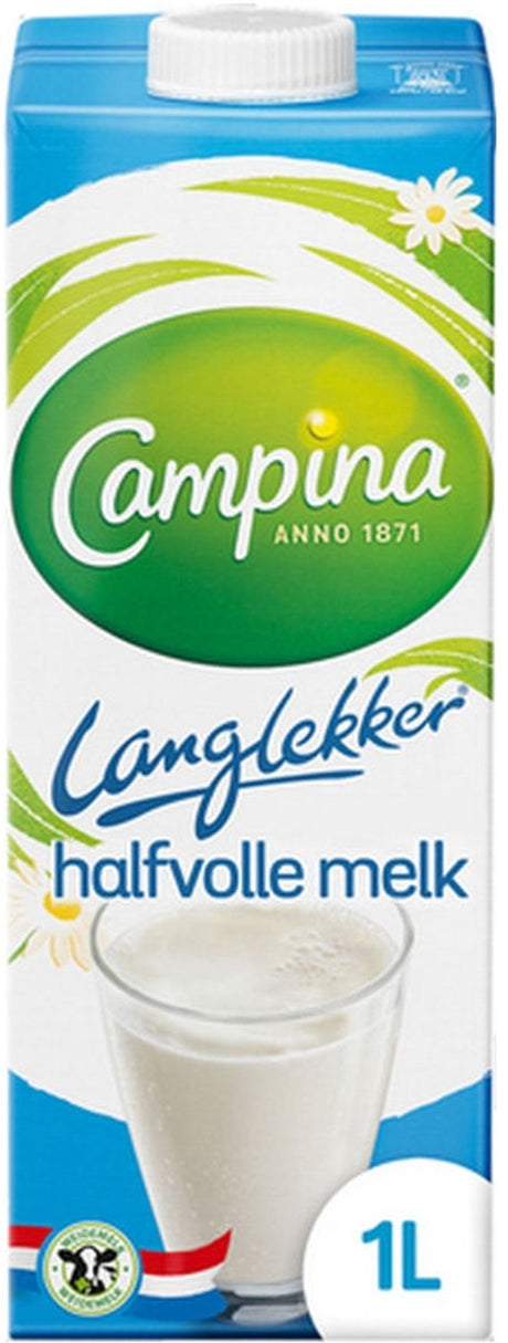 Karton na mleko półtłuste Campina o długim smaku (12x 1 litr)
