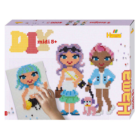 Zestaw prezentowy do naprasowania koralików midi Hama - fashion girls, 4000 szt.