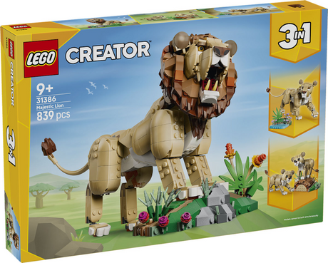 Lego Creator 3w1 dzikie zwierzęta: majestatyczne lwy dla dzieci z figurkami zwierząt 31386