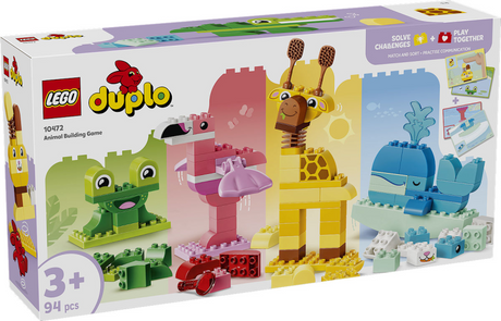 Lego Duplo gra polegająca na budowaniu zwierząt, edukacyjne zabawki Montessori dla dzieci z figurkami zwierząt 10472