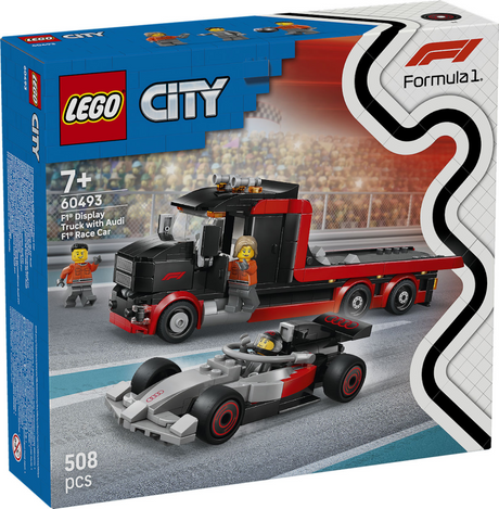 Lego® City F1® Ciężarówka ekspozycyjna z samochodem wyścigowym Audi F1® — 60493