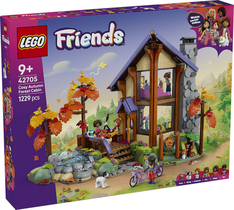 Lego Friends Przytulna leśna chatka w jesiennych zabawkach z figurkami zwierząt i lalkami 42705