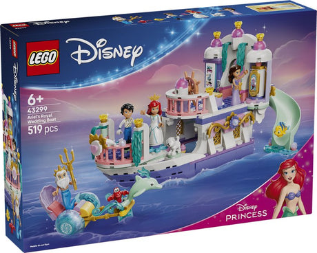 Lego ǀ Disney Księżniczka Ariel Zestaw do budowania królewskiej łodzi weselnej dla dzieci z 7 figurkami 43299