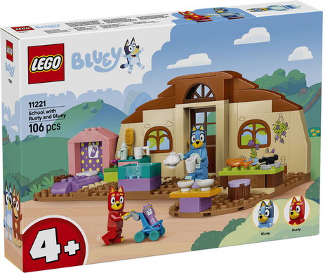 Lego niebieska szkoła z zardzewiałymi i niebieskimi zabawkami dla małych dzieci i przedszkolaków 11221