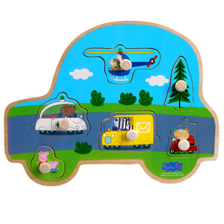 Puzzle z drewnianymi guzikami Świnki Peppy. transport. 3+