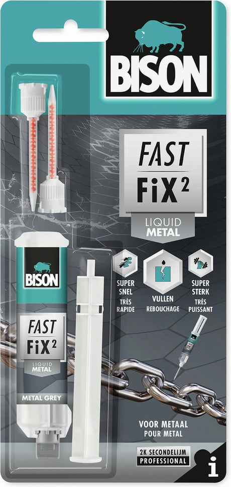 Bison fast fix² płynny metal 10 g, klej 2-składnikowy, do metalu, naprawczy, pojemność wypełniająca do 5 mm