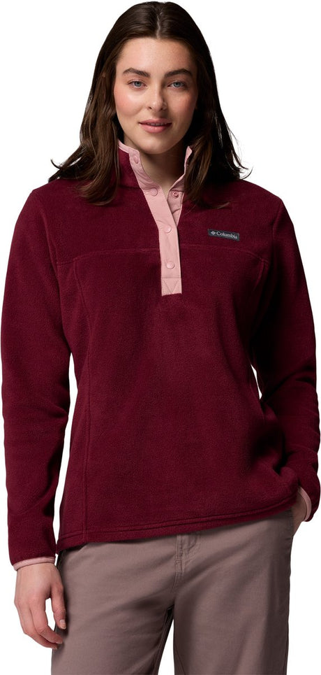 Damski sweter outdoorowy Columbia Benton Springs™ 1 2 snap pull over ii - bogate wino, gumkowy róż