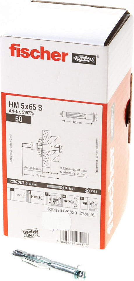 Kołek rozporowy Fischer 5x65mm hm 5x65 s 519775 (50 sztuk)