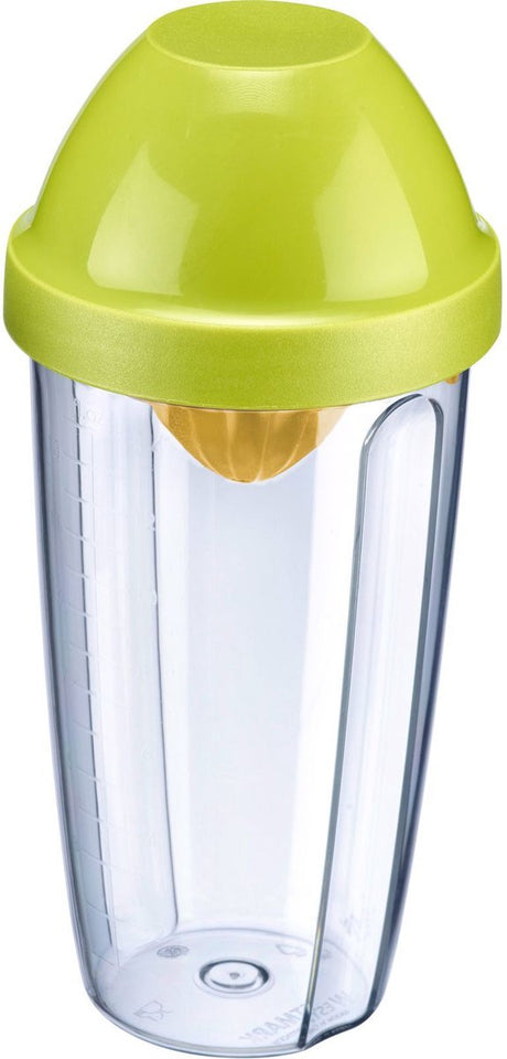 Shaker do kubków miksujących Westmark z wyciskarką do cytrusów i wyjmowaną tarczą miksującą, pojemność: 0,5 l, wysokość: 18,7 cm, tworzywo sztuczne, wolne od BPA, naciśnij + potrząśnij, kolor: przezroczysty zielony żółty, 30792270