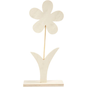 Creativ Company Wooden Flower With Foot, 26 cm