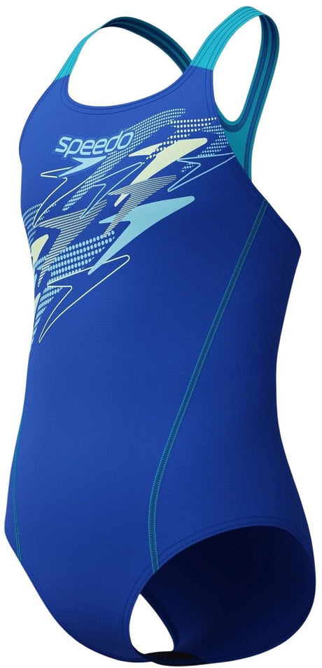 Sportowy strój kąpielowy dla dziewczynki z logo Speedo Medley - niebiesko-fioletowy