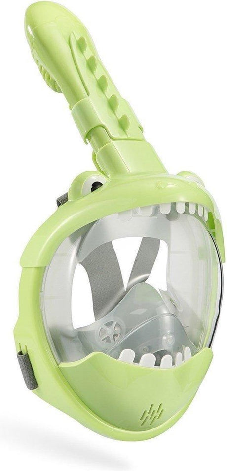 Maska do snorkelingu z krokodylem Atlantis - fajka - okulary do nurkowania - zestaw do snorkelingu - maska pełnotwarzowa - dziecięca - zielona