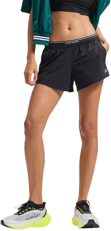 Under armour ua vanish woven 3in shorts-blk dames sportbroek - ultimate zwart - mod grijs l