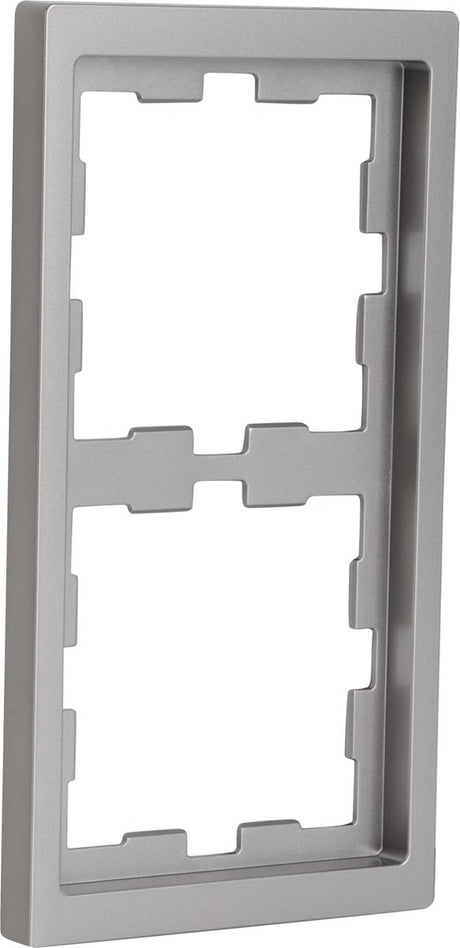 Merten system d afdekraam - inbouw - 2-voudig - rvs kleur - polycarbonaat met glanzende finish - horizontaal en verticaal monteerbaar - klem- schroefbevestiging - 161 x 84 x 12 mm