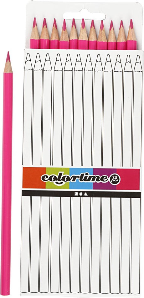 Kredki trójkątne Colortime - różowe, 12 szt.