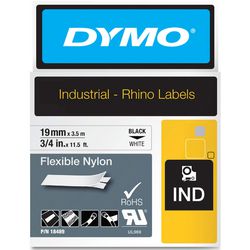 Taśma nylonowa dymo nosorożec czarna, biała 19mm x 3,5m