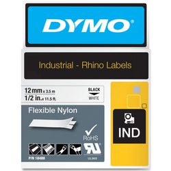 Taśma nylonowa nosorożec dymo 12mmx3,5m czarno-biała