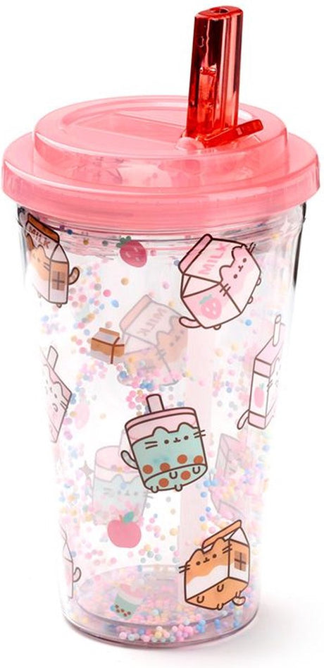 Kubek Puckator - łyki pusheen - opakowanie na napoje - odporne na stłuczenie dwuścienne - pokrywka typu pop-top - ecozen - 500ml