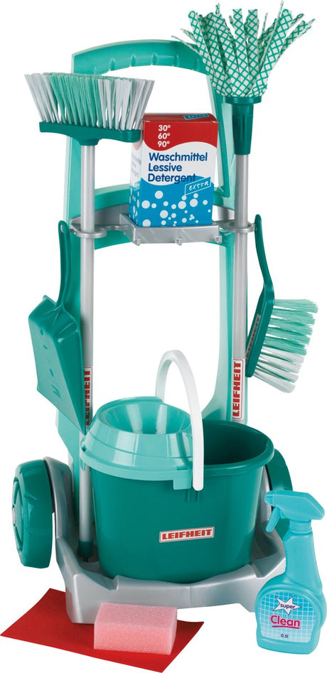 Wózek do czyszczenia zabawek Klein Toys Leifheit - w komplecie. akcesoria do sprzątania - turkusowy