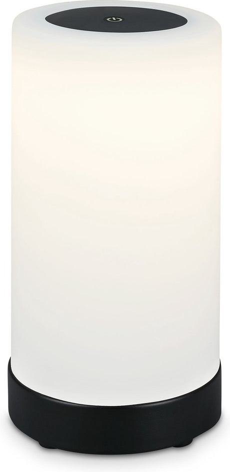 Briloner - lama - lampa stołowa LED na baterie - możliwość przyciemniania - szklana lampa stołowa LED - bezprzewodowa - funkcja dotykowa - 3300K - ciepła biel - czarny - 245x125 mm (wys. x gł.)