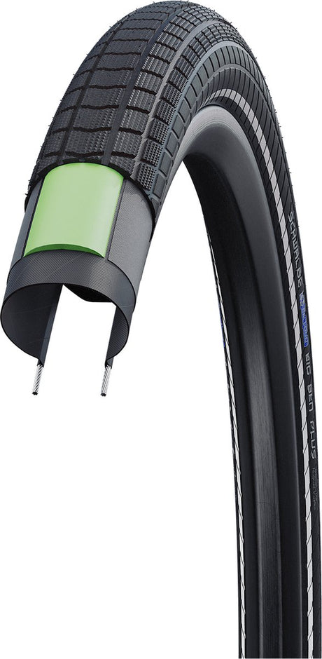 Opona Schwalbe Big Ben Plus Performance Clincher 27,5x2,15 Greenguard E-50 Snakeskin Reflex, czarna rozmiar opony 55-584 | 27,5x2,15