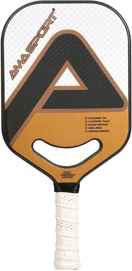 Wiosło Ama Sport Pickleball pp001-3kw białe złoto – 3k carbon – rdzeń 20 mm – aerodynamiczna, dynamiczna gardło –
