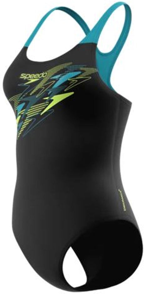Speedo medley logo medalist 1p dames - chloorbestendig sportbadpak dames - kleurvast badpak dames - zwempak dames met medalist-rug - zwart groen - 36