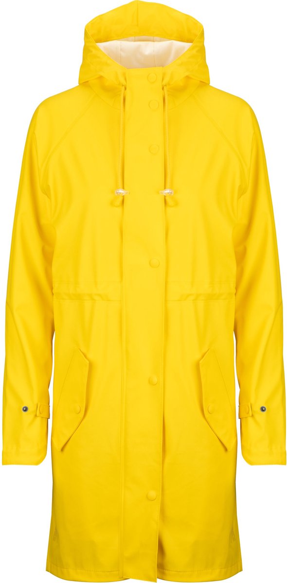 Ralka waterdichte regenjas dames - lange regenjas - geel - maat 40