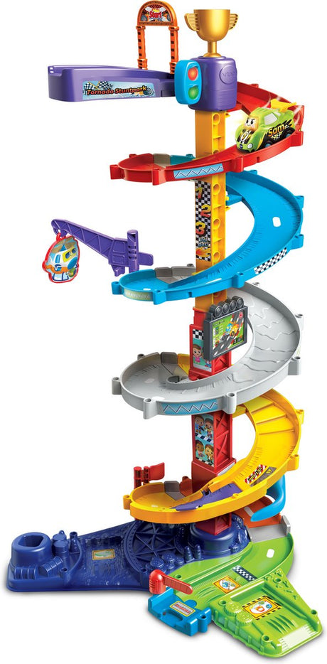 Vtech Toot Toot Cars Tornado Stunt Park - Tor wyścigowy z wieżą samochodową z samochodem kaskaderskim Sam - zachęca do odgrywania ról - prezent - od 1 do 5 lat