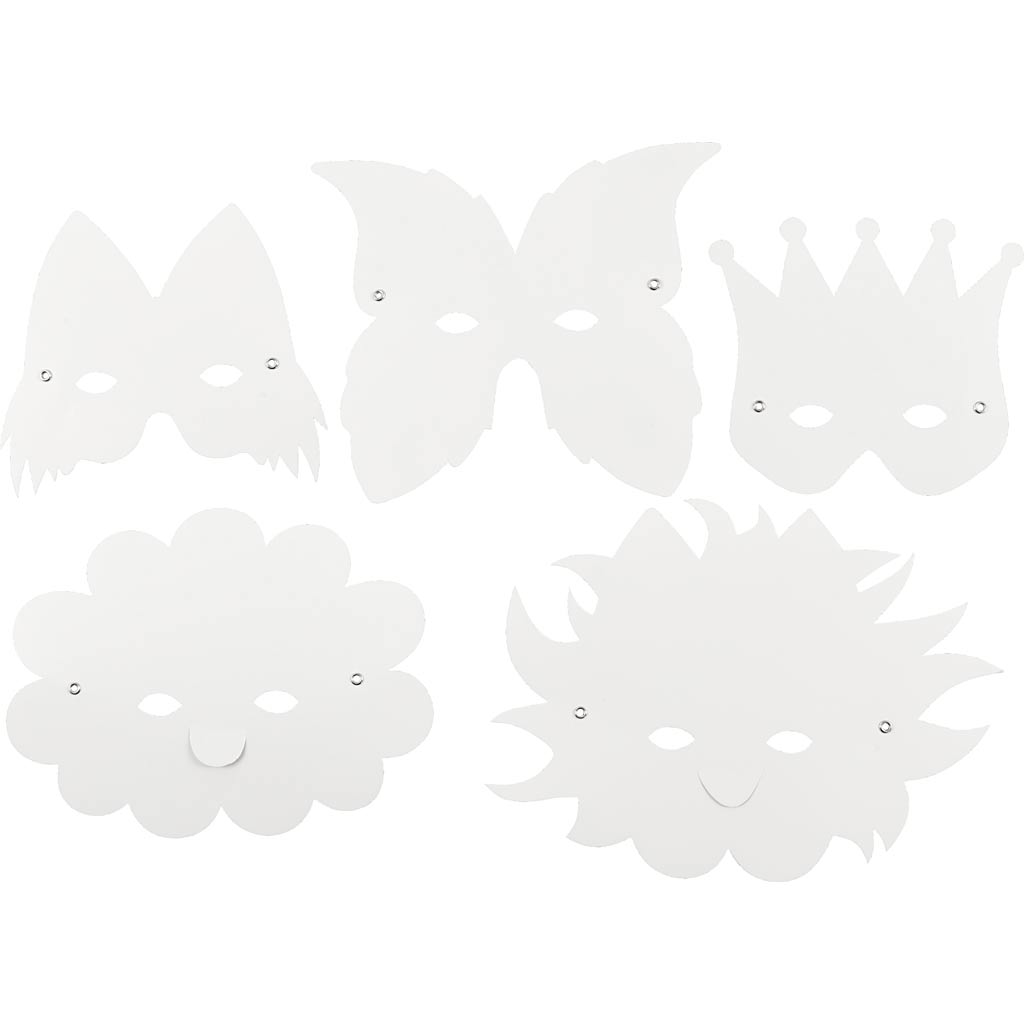 Firma Creativ https: www.cchobby.nl maski fantasy-w tym-elastyczna-h-15-20-cm-230-gr-biała-5-częściowa-1-pudełko