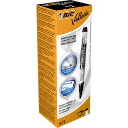 Markery do tablic suchościeralnych Bic velleda 1,5 mm, okrągłe, czarne pudełko - 12 sztuk