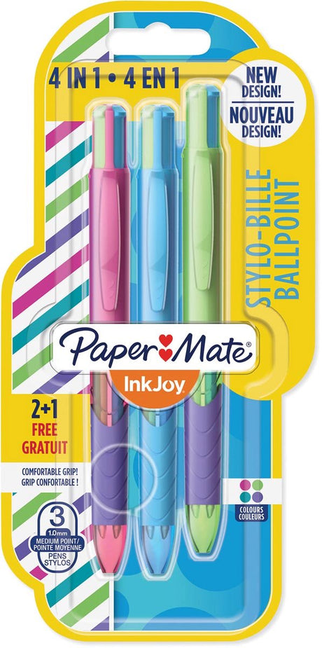 Paper Mate inkjoy quatro joie de vivre 4-kolorowy długopis | średni | klasyczne kolory tuszu | blister 2+1 gratis