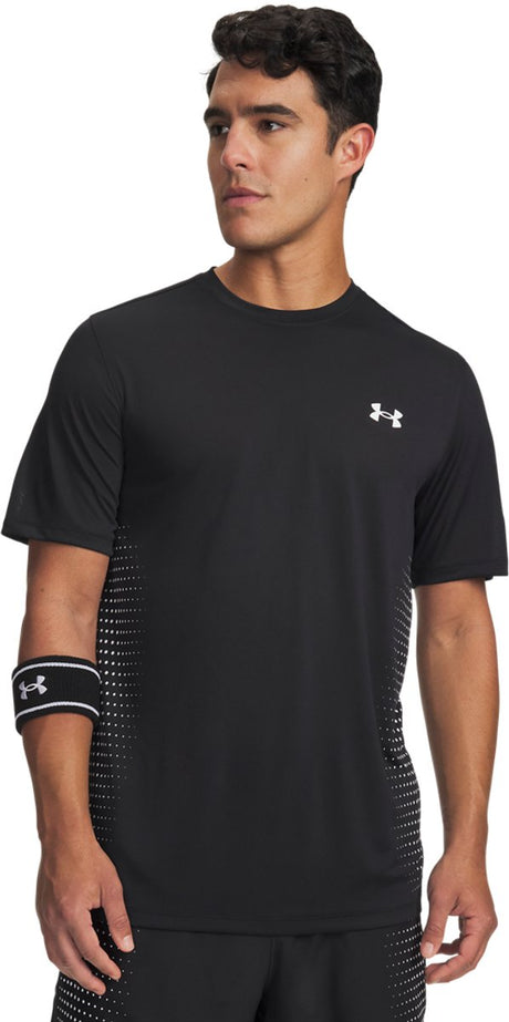 Under armour ua tech play short sleeve-blk heren sportshirt - zwart - wit - wit