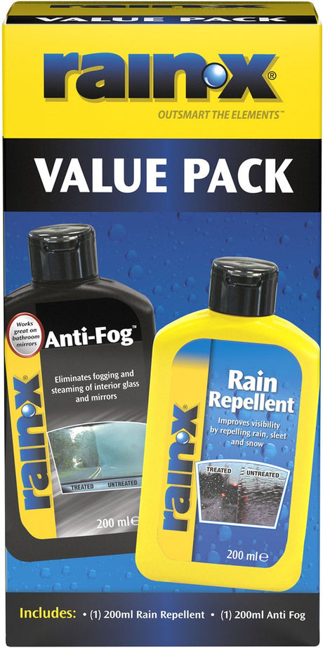 Pakiet przeciwdeszczowy Rain-x przeciw zaparowaniu - 2x200ml - powłoka odporna na deszcz = technologia hydrofobowa