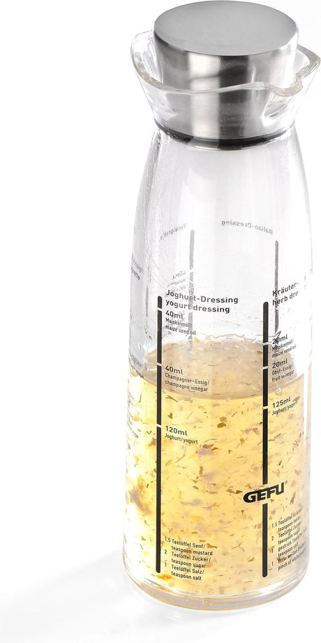 Shaker do dressingów Gefu – 350 ml – szkło, stal nierdzewna