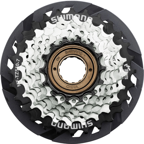 Przykręcana kaseta Shimano MF-tz510 7-biegowa z osłoną szprych, czarno-srebrna