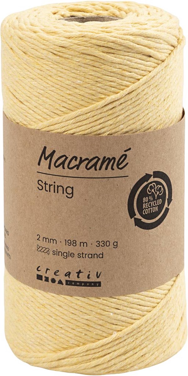 Sznurek makramowy firmy Creativ 2 mm 198 m jasnożółty