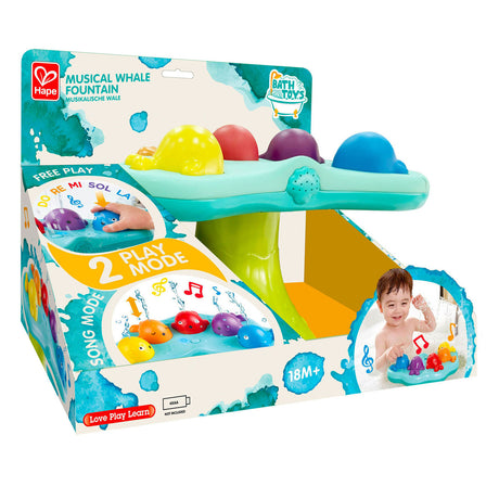 Hape muzyczna fontanna wieloryb - zabawki do kąpieli z muzyką i biczami wodnymi, od 18 miesiąca życia