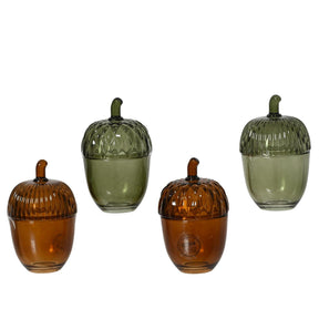 Decoris voorraadpot eikel glas transparent ø7.1x11.5cm 4 assorti
