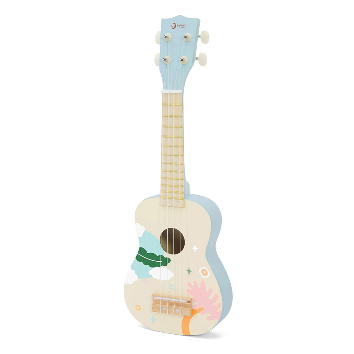 Klasyczna światowa drewniana gitara ukulele dla dzieci niebieska - uni
