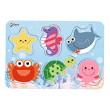 Puzzle drewniane Classic World ze zwierzętami oceanicznymi, 13 elementów.